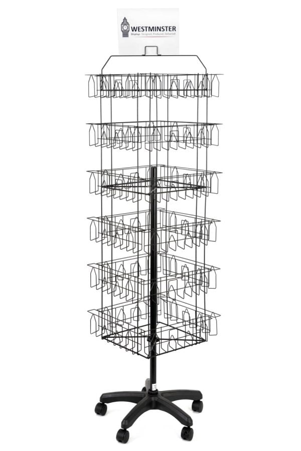 Card Display Stand, Floor Spinner (24 Adjustable Pockets)