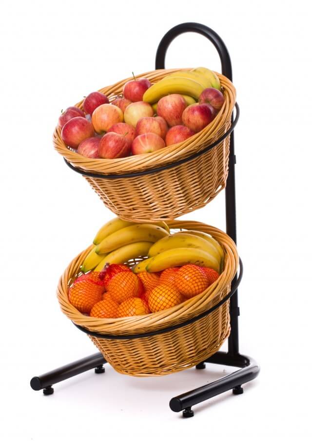 Wicker basket display racks