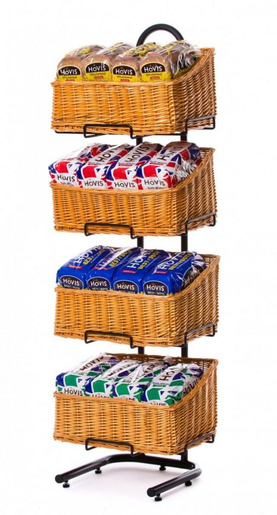 4 Tier Rectangle Wicker Basket Display Stand Westminster Wire Shop