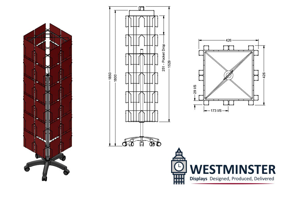 Card Display Stand, Floor Spinner (6"x9" - 48 Pockets) - Image 2