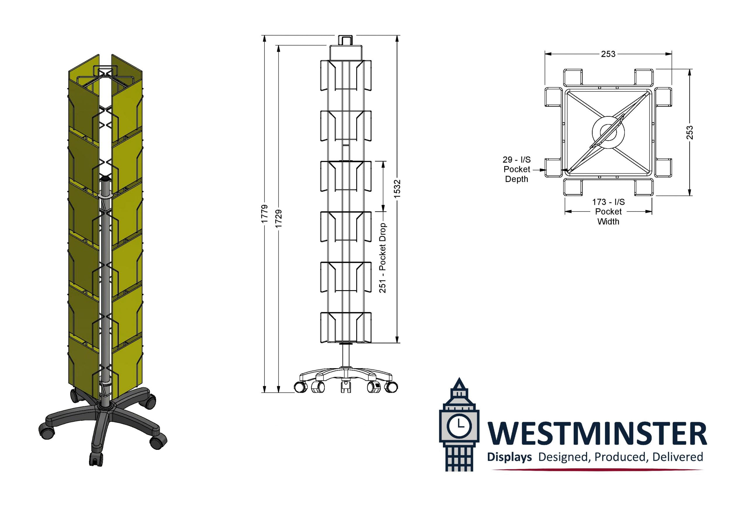 Card Display Stand, Floor Spinner (6"x9" - 24 Pockets) - Image 2
