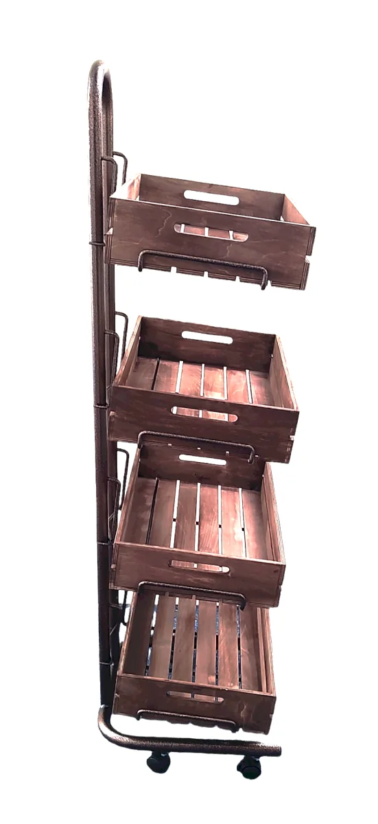 4 Tier Floor Standing Display Stand With Wooden Display Crate