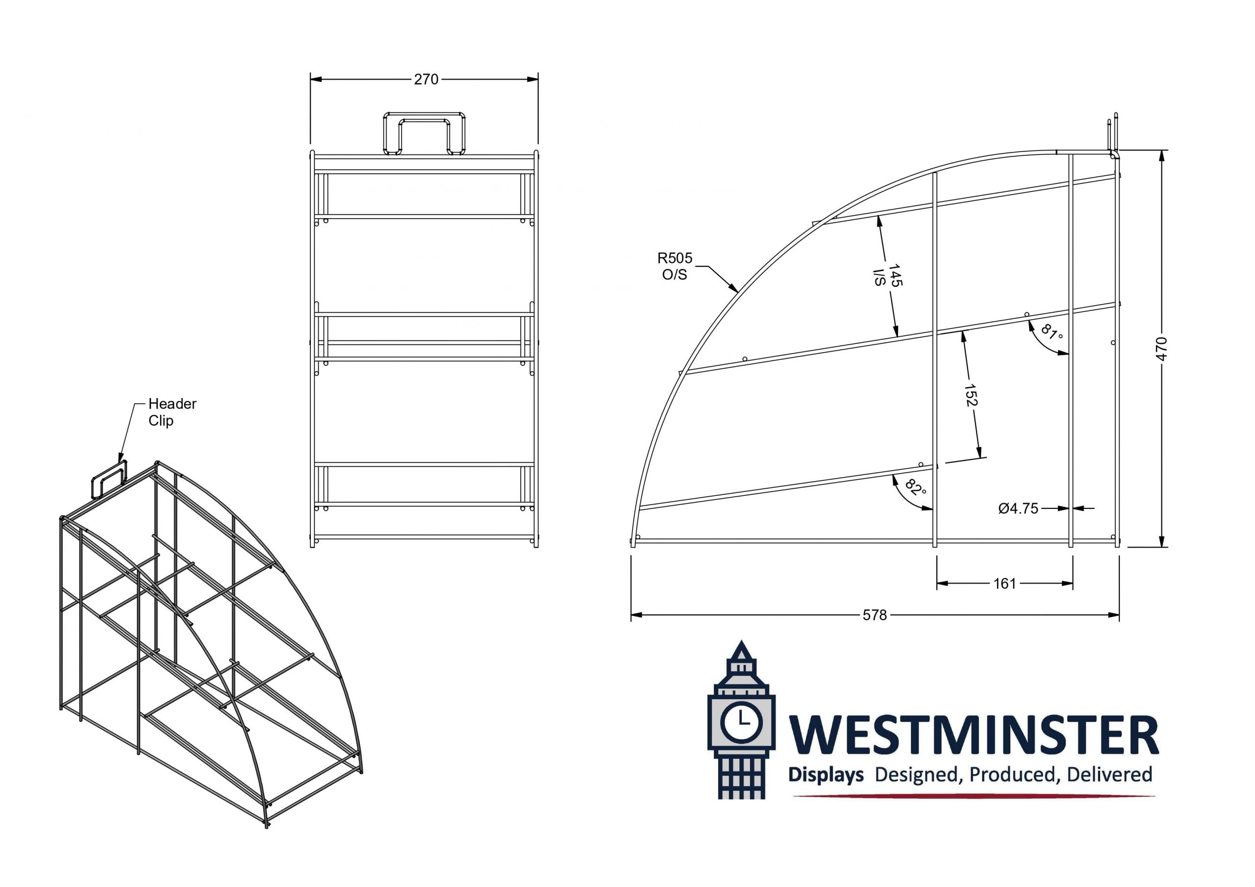 3 tier counter top display rack