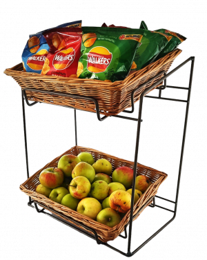 counter top wicker basket display stand